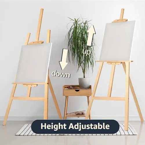 Nian Feng Wooden Easel for Painting, Adjustable Floor Easel, Oil Painting Eas...