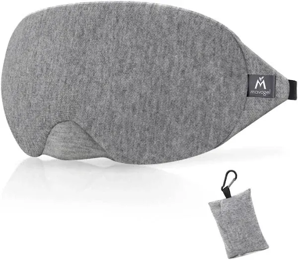 Mavogel Cotton Sleep Mask - Updated Design Light Blocking Sleep Eye Mask, Soft and Comfortable Night Sleeping Mask for Men Women, Eye Blinder for Travel/Sleeping, Includes Travel Pouch, Grey