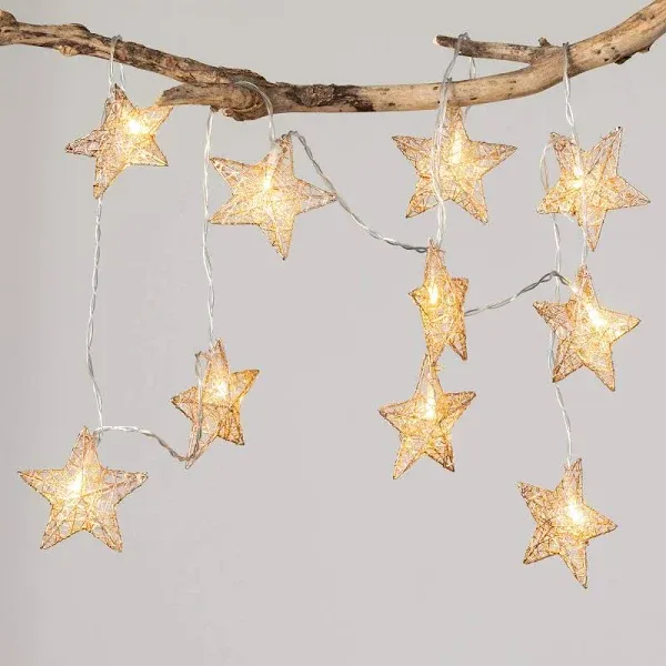 Sullivans Christmas Lighted Star Garland, LED Lights, LED Garland Christmas Lights, Holiday Decor, Christmas Decorations, Gold, 6 Feet Long