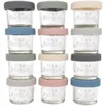 WeeSprout Glass Baby Food Storage Jars w/ Silicone Lids (4 oz, 12 Pack Set)