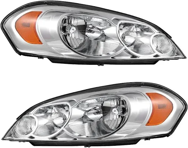 AUTOSAVER88 Headlight Assembly Compatible with 2006-2013 Chevy Impala 06 07 Chevy Monte Carlo Replacement Headlamp Black Housing Amber Reflector Clear Lens