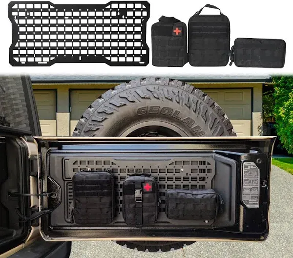 Tailgate Molle Panel Rear Door Cargo Organizer Fits &#039;07-&#039;22 Jeep Wrangler JK/JL