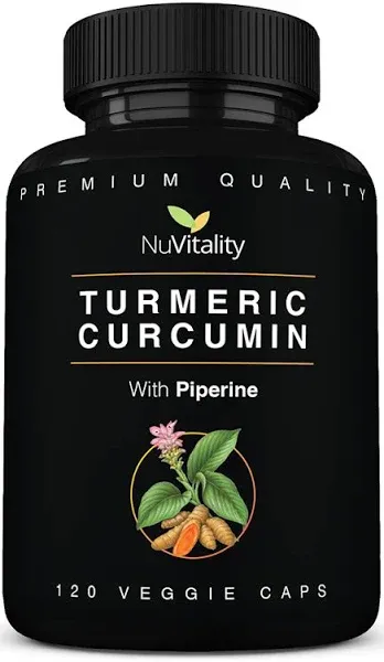 Turmeric Curcumin with Black Pepper Extract (Piperine) - 120 Veggie Tumeric Capsules - Premium 95% Standardized Curcuminoids - Best Absorption & Potency - Joint Support Supplement