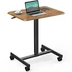  Small Mobile Rolling Standing Desk - Overbed Table, Teacher Rustic Brown