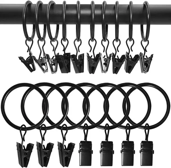 AMZSEVEN 40 Pack Curtain Rings with Clips