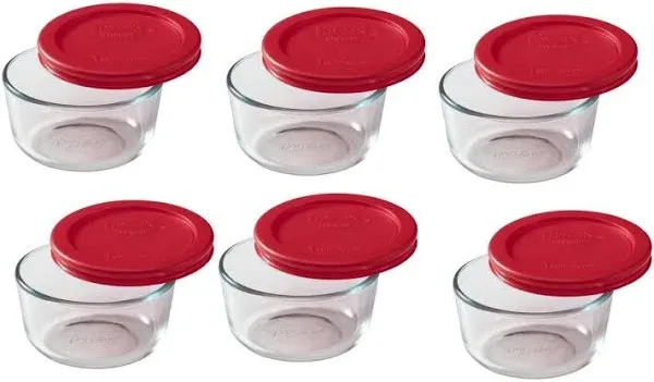 Anchor Hocking 12 Piece Glass Storage Containers with Lids (6 Glass Food Storage Containers & 6 Navy Blue SnugFit Lids)