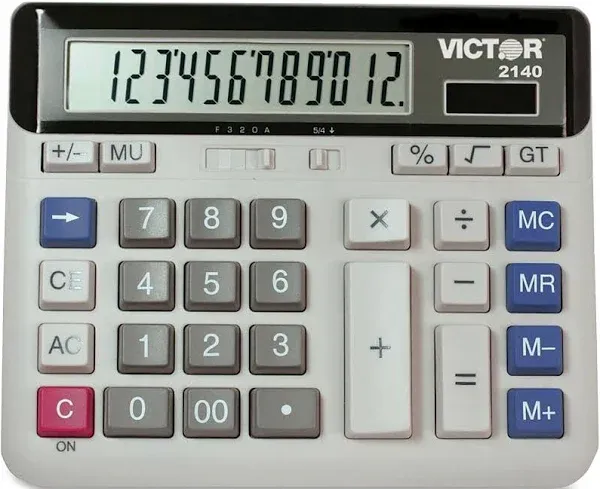 2140 Desktop Business Calculator, 12-Digit Lcd, Total 2 EA