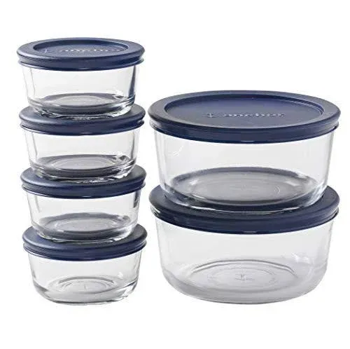 Anchor Hocking 12 Piece Set Glass Storage Containers with Lids (6 Containers)