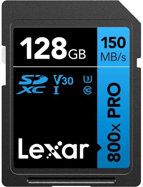 Lexar 128GB (2-Pack) High-Performance 800x PRO SDXC UHS-I Memory Card, C10, U3, V30, 4K UHD Video, Up to 150MB/s Read, for Point-and-Shoot & Mid-Range DSLR Cameras, HD Camcorders (LSD0800P128G-B2NNU)