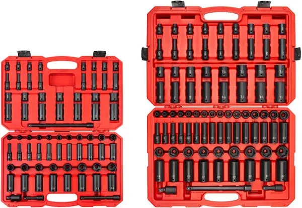 1/4, 3/8, 1/2 inch Drive 6-Point Impact Socket Set (220-Piece)