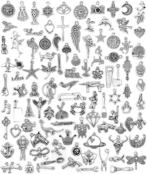 Wholesale Bulk Lots Jewelry Making Silver Charms Mixed Smooth Tibetan Silver Met