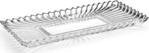 Mikasa Estate Crystal Glass Rectangular Serving Decorative Tray, 14.75 Inch