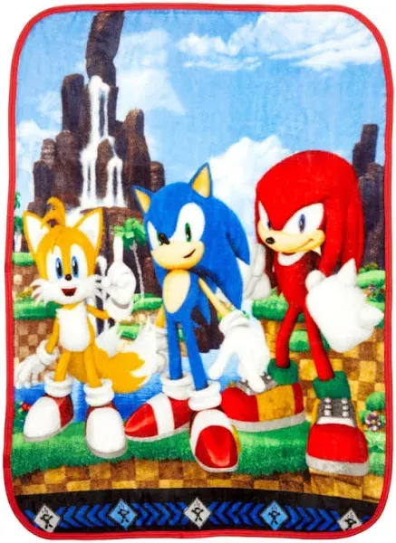 Franco Sonic The Hedgehog Anime Kids Bedding Super Soft Silk Touch Throw, 40 in x 50 in, (Official Licensed Product)