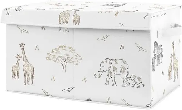 Sweet Jojo Designs Boy or Girl Gender Neutral Unisex Fabric Storage Toy Bin Serengeti Animals Multicolor