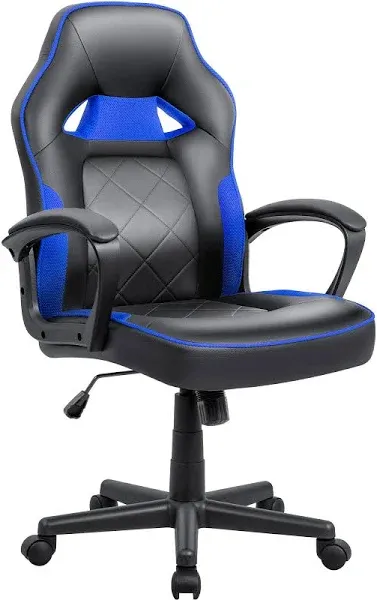 Kemon Office Desk Chair Executive Chair PU Leather Computer Chair Gaming Chair Racing Style Video Game Chair High Back with Lumbar Support and Arms (Blue)