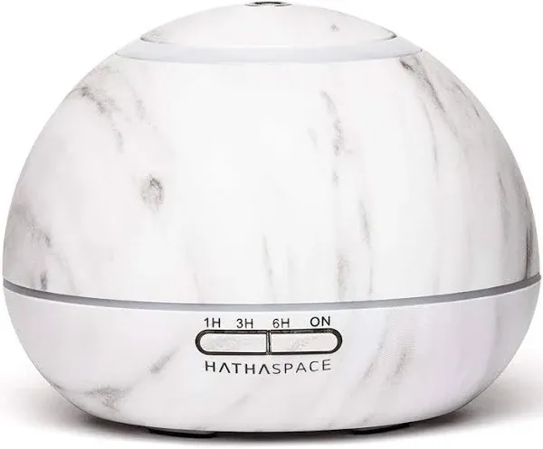 HATHASPACE Marble Essential Oil Diffuser, Aroma Diffuser, 350ml Aromatherapy Diffuser, Diffusers for Home, Ultrasonic Cool Mist Room Humidifier, 24+ Hour Capacity, 7-Color Mood Light, BPA-Free (White)