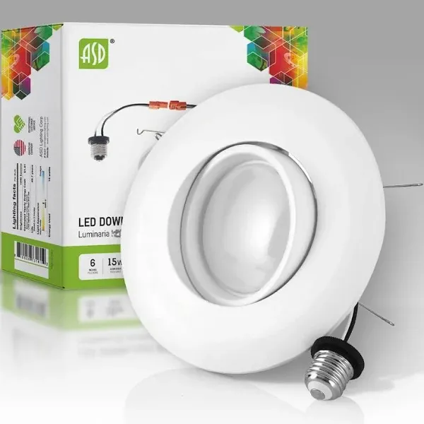 ASD-LDLRK-GBR-6D1540-WH LED Downlight Retrofit Kit Gimbal 6" White Finish