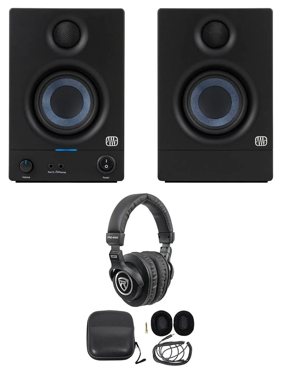 (2) PreSonus Eris 3.5 2nd Gen 3.5" Reference Studio Monitors Speakers+Headphones