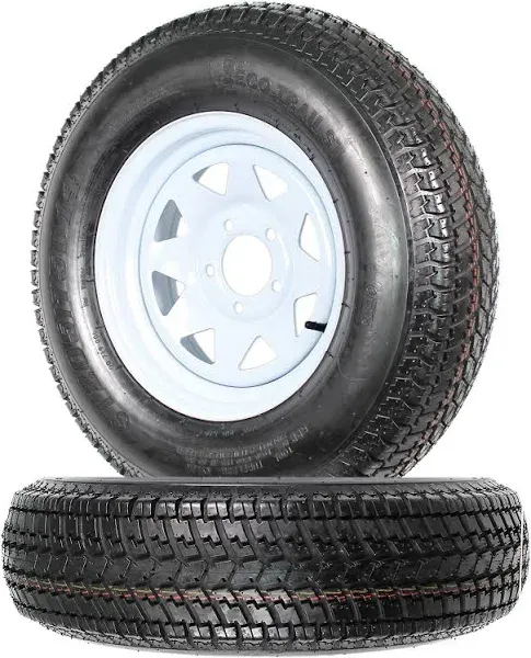 Ecustomrim 2-pk Trailer Tire On Rim ST205/75D14 2057514 F78-14 5 Lug Spoke Wheel Galvanized