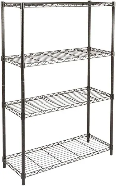 Amazon Basics 4-Shelf Adjustable, Heavy Duty Storage Shelving Unit on 3'' Wheel Casters, Metal Organizer Wire Rack, 36" L x 14" W x 57.75" H, Black