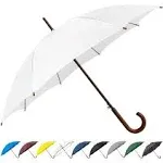  48&#034; Arc Classic Wood Handle Umbrella Auto Open Windproof clear White