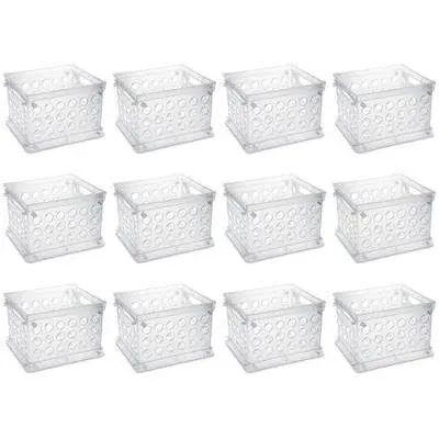 Mini Crate, Stackable Plastic Storage Bin with Handles, Organize Home, Garage, O