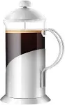 OVENTE French Press Coffee Maker 12 Ounce, 4 Level Stainless Steel Filter System & Heat Resistant Borosilicate Glass, Scoop included, Silver FSL12S