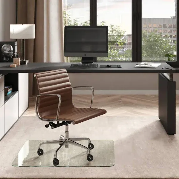 Vitrazza Glass Office Chair Mat – 36” x 48” Desk Mat with Clear Safety Glass/Creates Smooth, Easy Glide/Protects Against Carpet Imprints/Perfect for Home and Office Spaces (Chiaro Standard Clear)