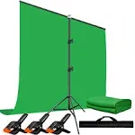 Green Screen Backdrop with Stand Kit 5x6.5ft Portable Chromakey Green Screen