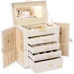 Homde Synthetic Leather Huge Jewelry Box Mirrored Watch Organizer