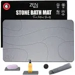 Bathroom Stone Mat Quick Dry (6-Piece) – Quick Dry Stone Bath mat with 1X Soft Diatomaceous Earth Bath Mat & 2X Stone Dish – Non-Slip Stone Shower Mat (23.5" x 15.5") Grey