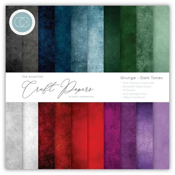 Craft Consortium Double-Sided Paper Pad 6&#034;X6&#034; 40/Pkg-Grunge-<wbr/>Dark Tones, 20 Desig