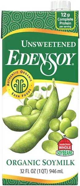 Eden Foods Organic Unsweetened Soymilk - Case of 12 - 32 FL oz.