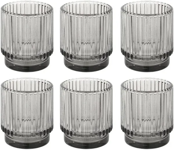 Koyal Wholesale Ribbed Glass Votive Candle Holders