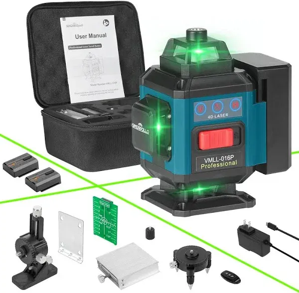 4D Compact 16 line lase level Self Leveling 4 * 360 Green Cross Line Laser fo...