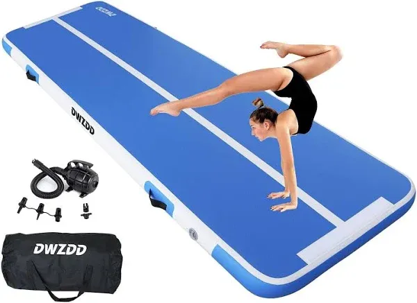 Dwzdd Gymnastics Air Mat 10ft/13ft/16ft/20ft Tumbling Mat Inflatable Gymnastics Tumble Track for Home/Gym/Training/Cheerleading/Water with Electric Pump