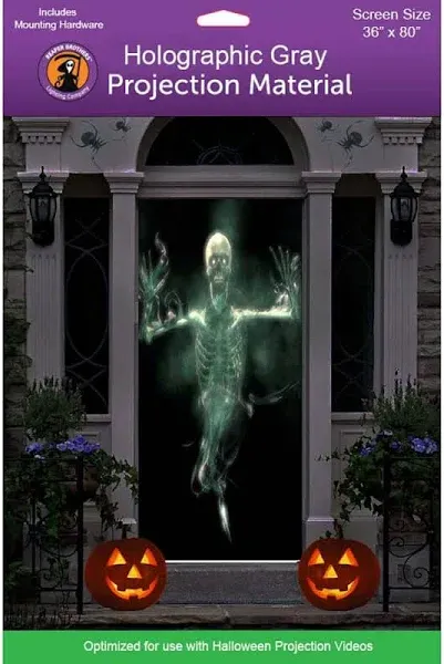 36" x 80" Gray Door Holographic Rear Projection Screen with Mounting Hardware for Projecting Halloween Videos