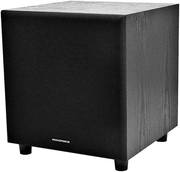 Monoprice 60-Watt Powered Subwoofer - 8 Inch With Auto-On Function, For Studio And Home Theater Black