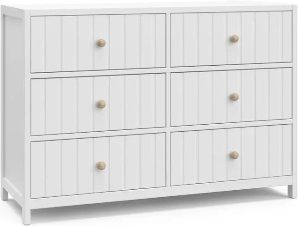 Graco Teddi 6 Drawer Double Dresser (Olive) – GREENGUARD Gold Certified, Interlocking Drawer System, Pre-Installed Drawer Tracks, Includes Two Sets of Knobs for Personalization