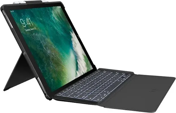 Logitech iPad Pro 12.9 inch Keyboard Case | SLIM COMBO with Detachable, Backlit, Wireless Keyboard and Smart Connector (Black)