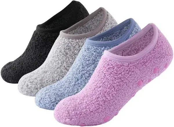 SKOLA 4/6 Pairs Cozy Winter Fuzzy Black/Light Khaki/Light Blue/Pink 4pairs 