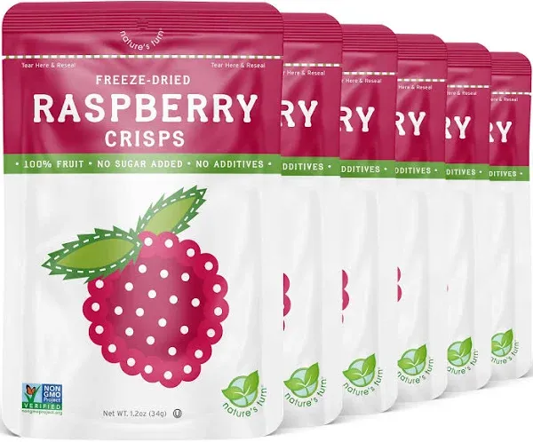 Nature’s Turn Freeze-Dried Fruit Snacks, Raspberry Crisps, Pack of 12 (0.53 oz Each)