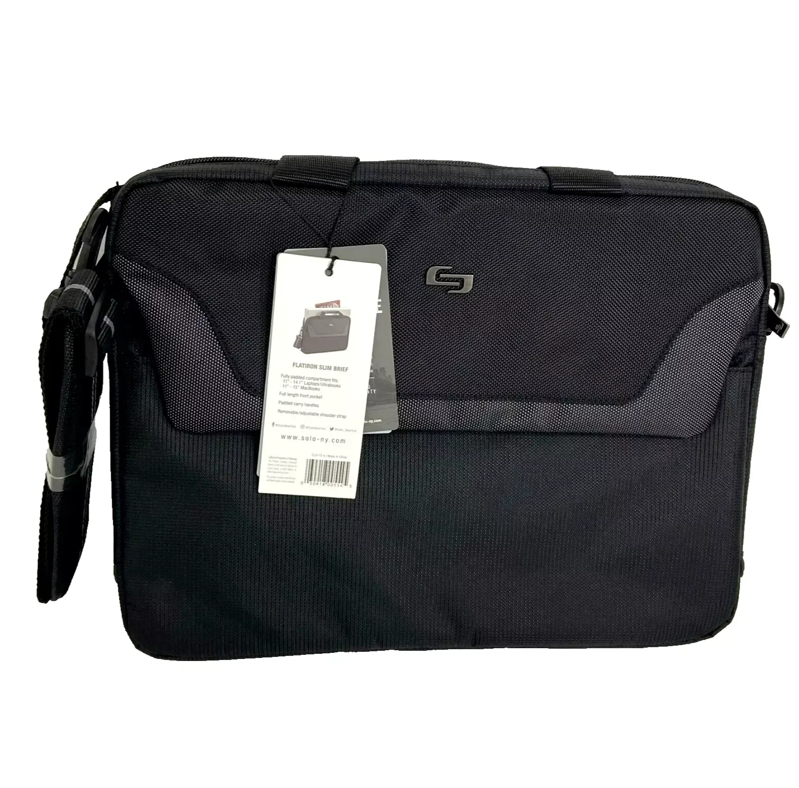 SOLO New York FLATIRON SLIM 11-14&#034; Laptop Black Brief Case CLA112-4 - NEW