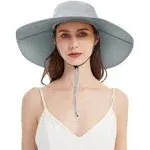 Hllman Super Wide Brim Sun Hat-upf 50+ Protection,Waterproof Bucket Hat for Fishing, Hiking, Camping, Boating,breathable Nylon & Mesh (Light Grey)