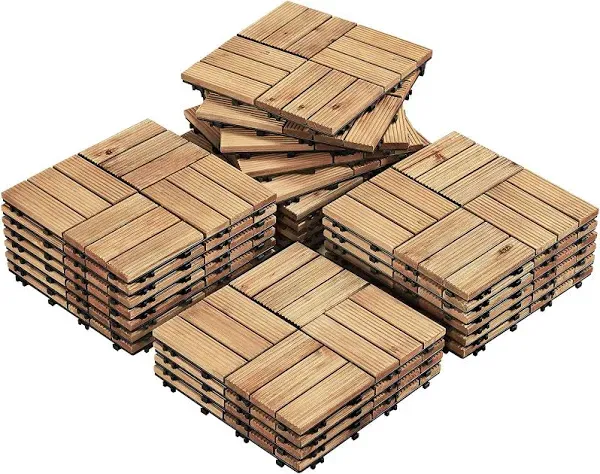 Yaheetech 27pcs Interlocking Wood Flooring Tiles for Patio Garden Deck