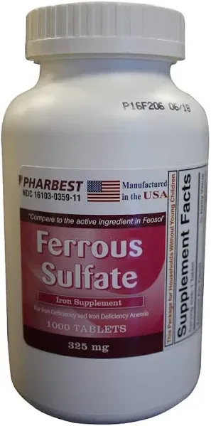 Pharbest Ferrous Sulfate 325 mg Tablets