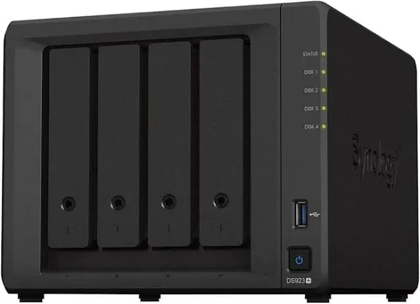 Synology DiskStation DS923+ 4-Bay NAS Enclosure Server | AMD Ryzen R1600 Dual-Core up to 3.1 GHz | 16GB DDR4 RAM | NO HDD Installed | 256GB M.2 NVMe SSD