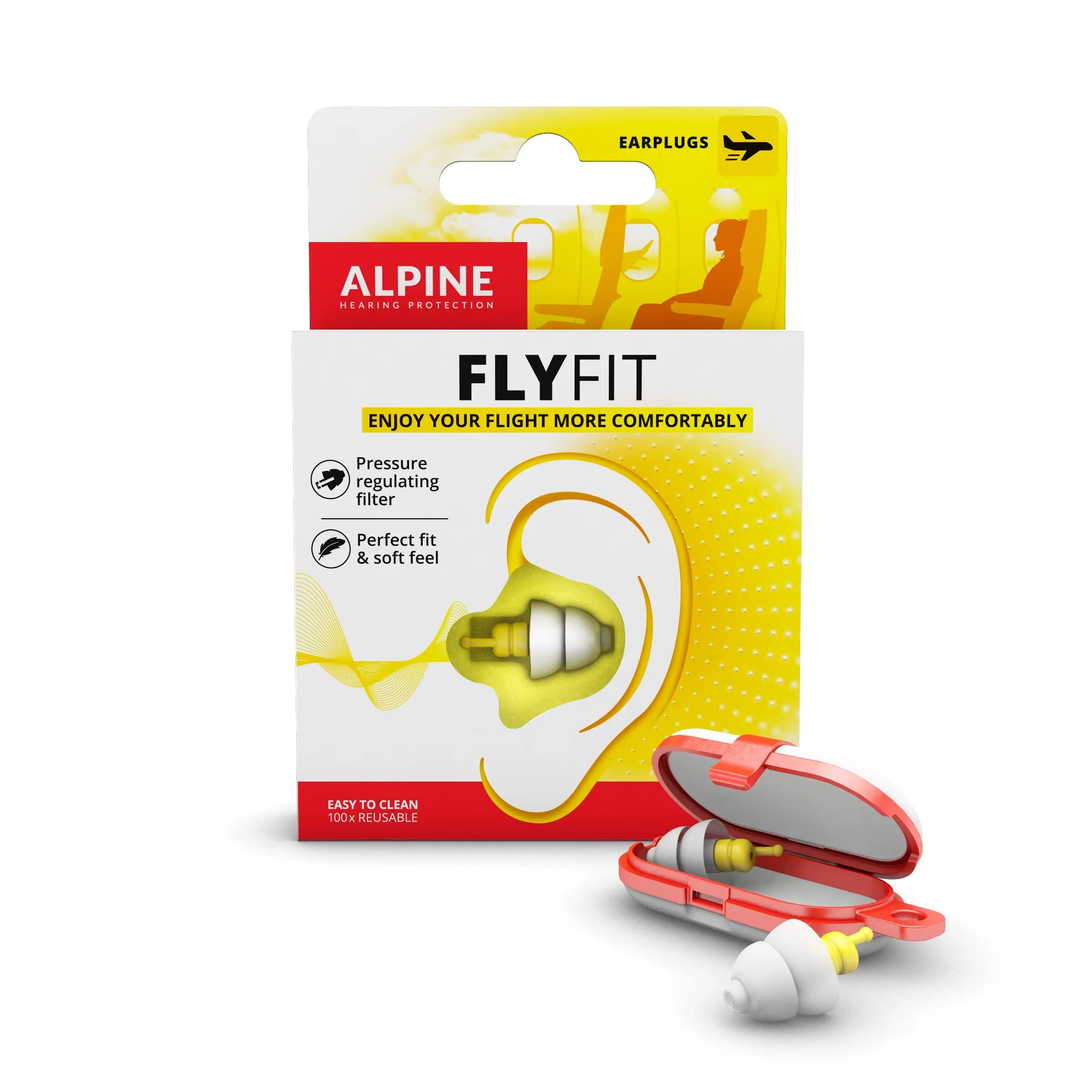 Alpine Earplugs FlyFit Airplane Ear Plugs Silicone-Free Travel Accessory