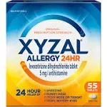 Xyzal Allergy 24Hr, Original Prescription Strength, 5 mg, Tablets - 55 tablets