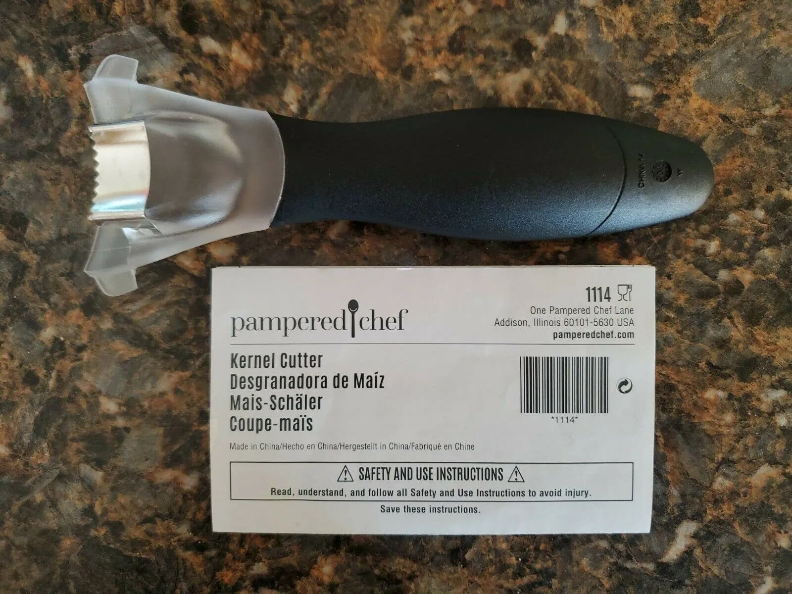 Pampered Chef Corn Kernel Cutter 1114 Black Stainless Blade New in Package